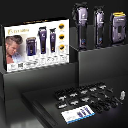BESTBOMG® Hair Clippers for Men, Clipper, Trimmer & Shaver Set, BS-808C - color: Blue