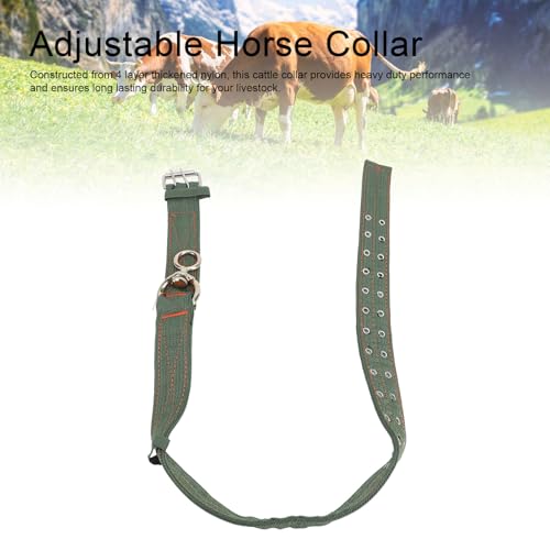 Cattle Collar, Nylon Thickened Heavy Duty Cow Show Collar with Metal Buckle and Traction Chain, Heavy Duty Cattle Show Collar Collar Thickened Neck Wrap for Horse Dog (Large Size)