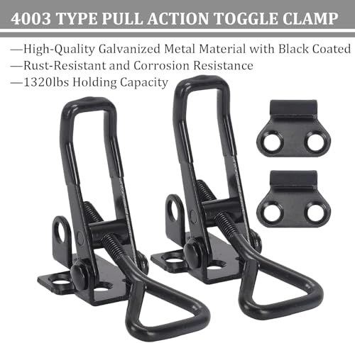 8Pack Heavy Duty Toggle Clamp Latch 4003 Style, Black Toggle Clamps | 1320lb Capacity Pull Clamp Adjustable Quick Release Hasp Clamps,Metal Toggle Latches Catch for Smoker Door Tool Box Trunk Jig - color: Black-8pcs