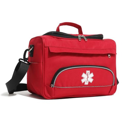 Empty Red First Responder Bag On Call Trauma Bag EMT First Aid Carrier for Paramedics and Emergency Medical Supplies Kit (Red) - color: Red