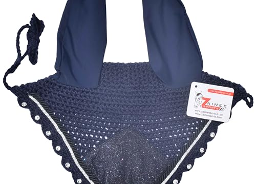 Navy Glitter Saddle Pad Set Matching Ear Bonnet | Equestrian Show Gear | Horse Riding Matchy Set | Dressage or Jumping/Hunter - size: Horse/Full