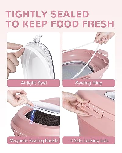 30-35Lbs Airtight Dog Food Storage Container,Collapsible Dog Food Container - color: Pink