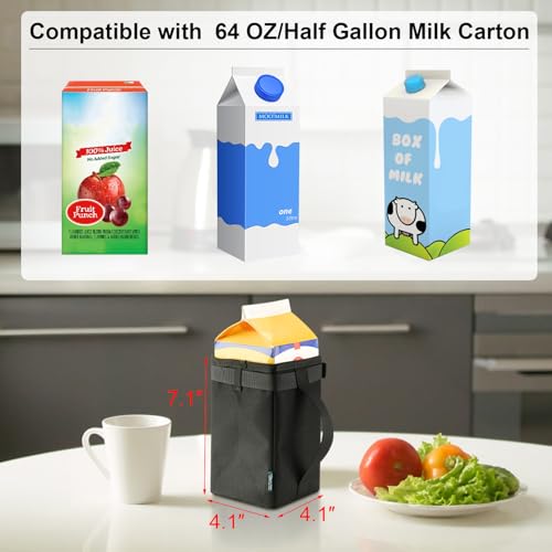 Beautyflier Half Gallon Milk, Juice, Beverage Carton Holder with Handle, Reusable Nylon Holder Bag for 64 OZ/Half Gallon Milk Carton, Suitable for Kitchens, Restaurants, Picnic (Holder Only)