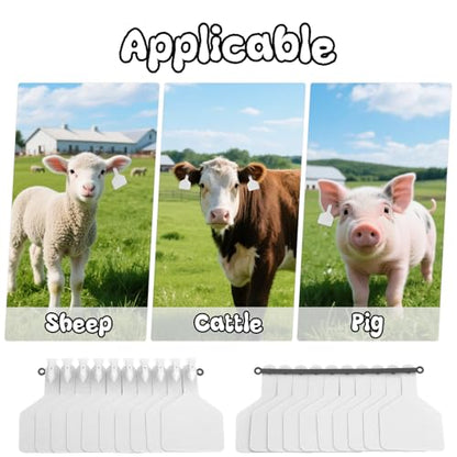 50 Pcs Blank Cattle Ear Tags TPU One-Piece Large Livestock ID