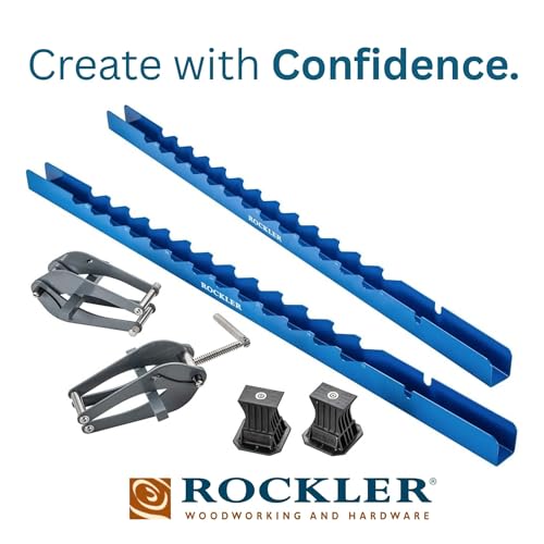 Rockler Deluxe Parallel Panel Clamps with Scissor Couplers for Panels | Panel Clamps – Flat Panel Assembly – Parallel Clamps – Scissor Couplers – Four-Way Pressure