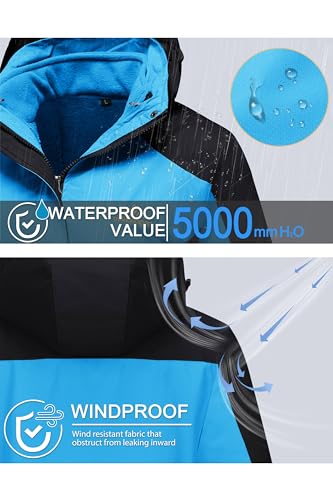 MAGCOMSEN Women's 3-in-1 Winter Coats Snow Ski Jacket Waterproof Windproof Fleece Lined Winter Jacket Parka - color: Lake Blue, size: Medium