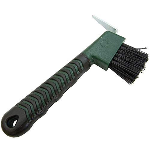 Intrepid International Rubber Handle Hoof Pick w/Brush for Horses, Hoof Pick for Easy Horse Hoof Cleaning, Horse Grooming Supplies