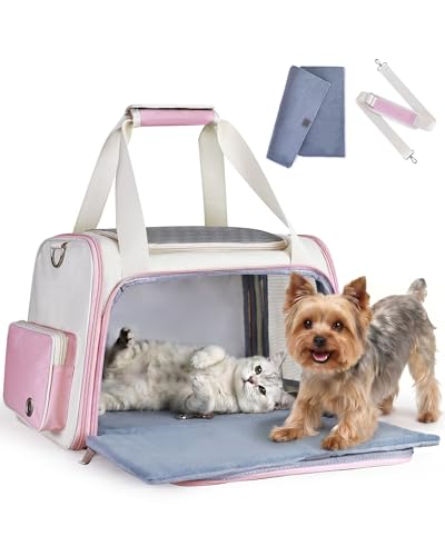 Homespon 34.5L Soft-Sided Cat Dog Carrier, Airline Approved Pet Bag - color: Pink