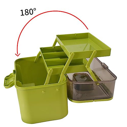 AnRui 3 Tier Medicine Storage Organizer Box, Plastic Empty First Aid Kit Container Emergencies Family Medical Case Multipurpose Box with Portable Handle for Home, Travel, Camping, Hiking, School