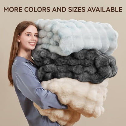 Anysay Faux Fur Throw Blanket, 1000GSM Fluffy Soft Bubble Blanket 60''*80'' - color: Camel, size: Twin