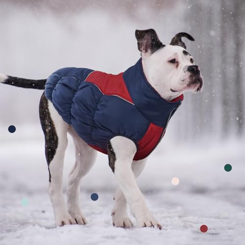 IECOii Extra Large Dog Coat - Thick Fleece Lined, Waterproof Snow Suit, Zippered Pet Jacket, Warm Winter Clothes, 4XL - color: Blue, size: XXXX-Large(Chest:47.24''/120 CM)