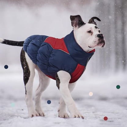IECOii Extra Large Dog Coat - Thick Fleece Lined, Waterproof Snow Suit, Zippered Pet Jacket, Warm Winter Clothes, 4XL - color: Blue, size: XXXX-Large(Chest:47.24''/120 CM)