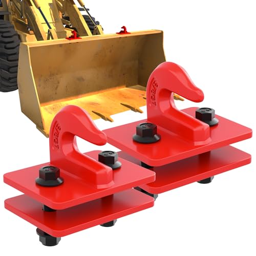 2 Pack Tractor Bucket Grab Hooks, G70 Forged Steel Bolt On Tow Hooks Red | 3/8" Tow Hook Mount with Backer Plate, Work Well for Tractor Bucket, Truck, UTV, ATV, RV, Max 15,000 lbs - color: Red, size: 2 Pack
