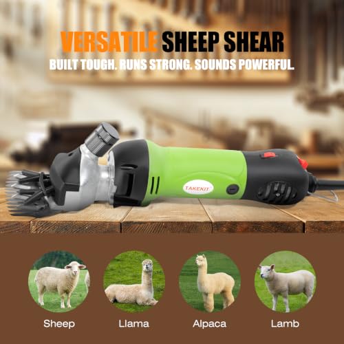 TAKEKIT Sheep Shears, 500W Professional Heavy Duty Sheep Clippers for Grooming, 6 Speeds Electric Animal Shearing Clippers for Alpacas Llamas Lambs and Large Livestock with Thick Coats - color: Green