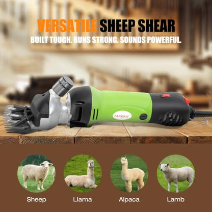 TAKEKIT Sheep Shears, 500W Professional Heavy Duty Sheep Clippers for Grooming, 6 Speeds Electric Animal Shearing Clippers for Alpacas Llamas Lambs and Large Livestock with Thick Coats - color: Green
