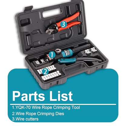 AMZCNC Wire Rope Crimping Tool Swaging Tool 3/64-3/16 Ferrules Cutter Kit