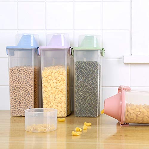 Pet Food Storage Container with Graduated Cup and Seal Buckles Food Dispenser for Dogs Cats (Blue) - color: Blue