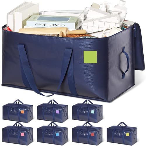 Heavy Duty Moving Bags with Wide‑opening, 8 Pack, 24 Gal, Blue - color: Blue