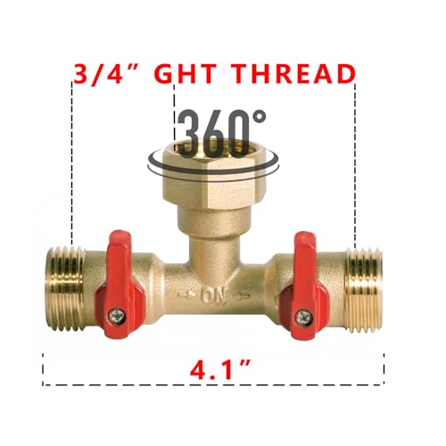 3/4" hose splitter 2 way water splitter male connectors allows you to run 2 hoses, hose quick connectors, hose spigot - style: 2 Way Hose Splitter