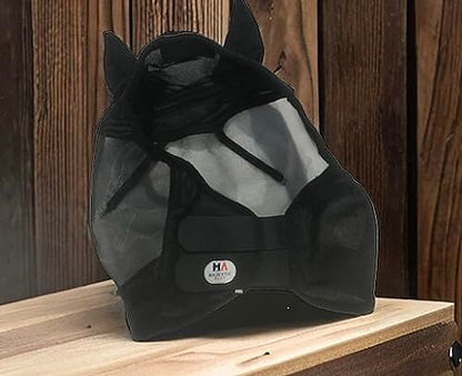 Majestic Ally Horse Fly Mask with Ears, Black - color: Black