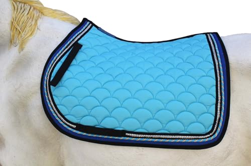 Horse Quilted ENGLISH SADDLE PAD Trail Dressage 72Dressage - color: Tuquoise Blue