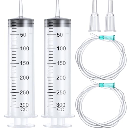 BBTO 2 Pieces Syringes with 40'' Tube and Connections for Measuring - size: 300 ML
