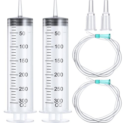 BBTO 2 Pieces Syringes with 40'' Tube and Connections for Measuring - size: 300 ML