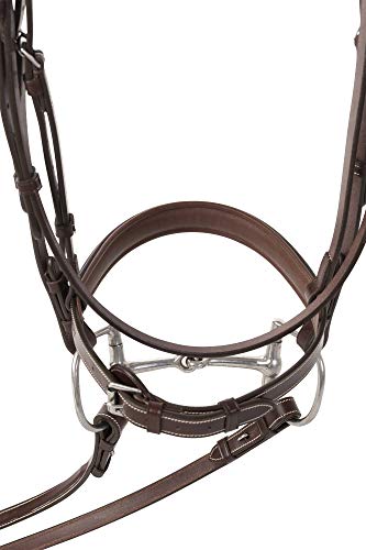 Huntley Equestrian Fancy Stitched Sedgwick Leather English Bridle and Reins - color: Sedgwick Australian Nut, size: Medium Pony