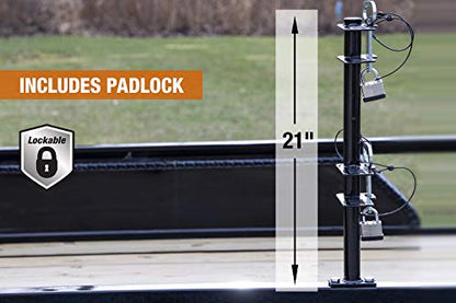 Buyers Products LT18 2-Position Lockable Weed Wacker/Trimmer Rack for Landscape Trailers - Adjustable, Black Powder-Coated Steel, Holds 2 Weed Eaters, Rust-Resistant Lawn Edger Rack, Made in USA - size: 2-Position