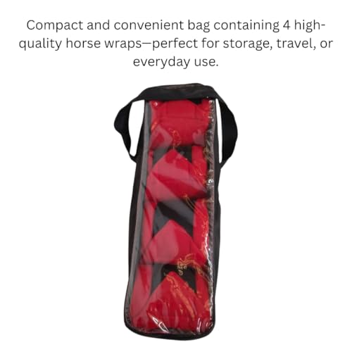 Horse Leg Bandage/Horse Leg wrap (Set of 4) Red, Blue, Navy Blue, and Black (RED) - color: RED