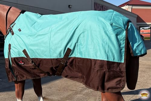 Waterproof Horse Turnout Sheet Hilason 1200D Rip-Stop Lightweight Rain Sheet with Belly Wrap Taffeta Lining Shoulder Gussets