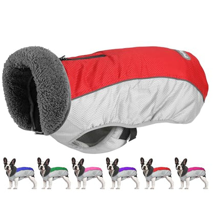 Petglad Dog Coat, Waterproof Ripstop Dog Winter Jacket with Leash Hole, Reflective Adjustable Warm Pet Fleece Snow Sweater for Small Medium Large Dogs - Red, XL - color: Red, size: XL