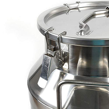 Milk Can with Sealed Lid, Stainless Steel Milk Transport Cans Wine Pail Bucket Tote Jug Pot Oil Liquid Storage Barrel with 2 Handles Sealed Silicone Anti-Leak Ring Lock Belt 40L 10.56 Gallon - color: 40l