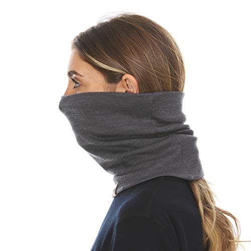 100% Merino Wool - Midweight Neck Gaiter - Skiing Neck Warmer - Winter Face Mask - Multipurpose Headwear - color: Charcoal Gray
