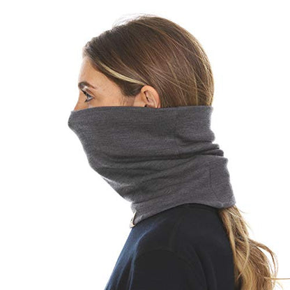 100% Merino Wool - Midweight Neck Gaiter - Skiing Neck Warmer - Winter Face Mask - Multipurpose Headwear - color: Charcoal Gray