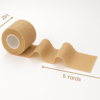 2" Cohesive Flexible Bandage Wrap – Natural - Pack of 8 - color: Natural