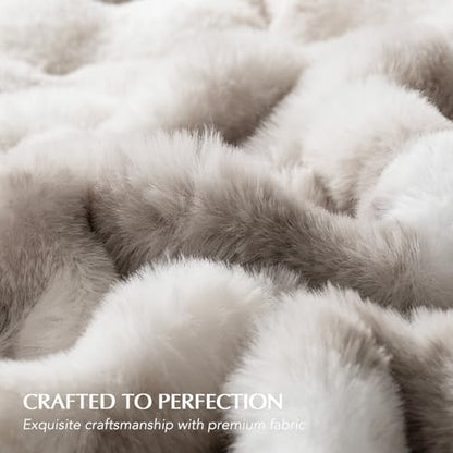 EverGrace Faux Rabbit Fur Bubble Throw Blanket, 90"x90", Light Grey - color: Marble Grey, size: 90"x90"