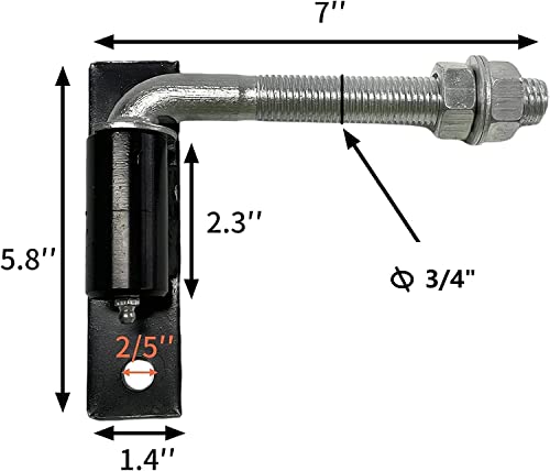 J-Bolt with Plate J Bolt Gate Hinges for Large Heavy Driveway Gates, Wood, Iron or Steel Gates