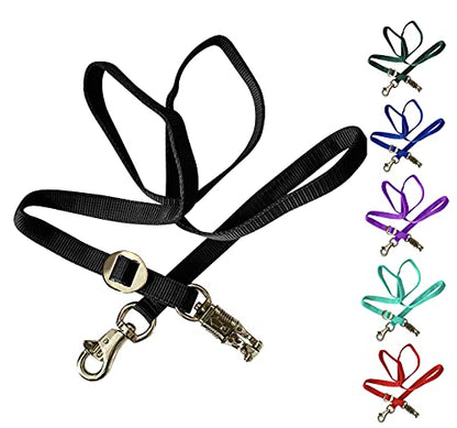 Majestic Ally Double Thick 36" to 72" Trailer Tie for Horse Haulage, Cross tie with Adjustable Buckle, Panic Snap and Bull Snap – 1" Wide by 36" to 72" Long (Black) - color: Black