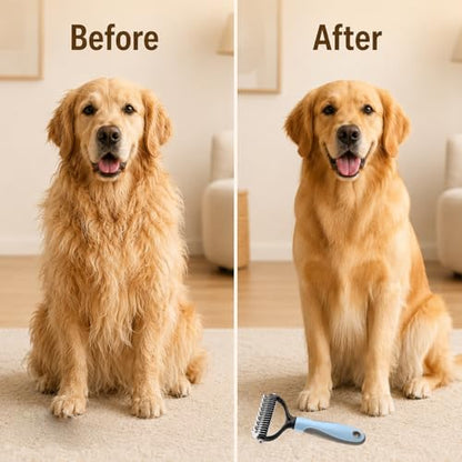 Pet Knotter for Dogs/Cats, Double Sided Pet Grooming Brush,Undercoat Rake Pets Brush for Long Hair Professional Deshedding Tool, Pets Hair Remover Shedding (Blue-L) - color: Blue-L
