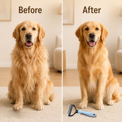 Pet Knotter for Dogs/Cats, Double Sided Pet Grooming Brush,Undercoat Rake Pets Brush for Long Hair Professional Deshedding Tool, Pets Hair Remover Shedding (Blue+Pink) - color: Blue+Pink
