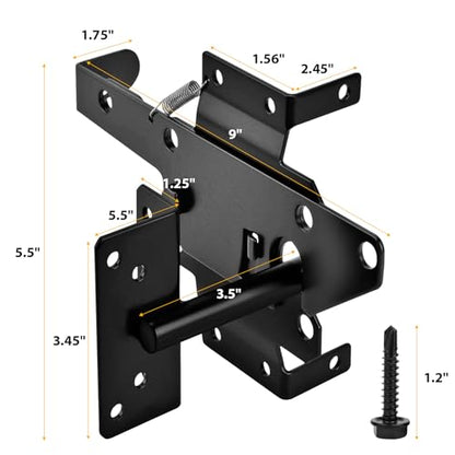 Self-Locking Gate Latch for Wooden Fence - Heavy Duty Automatic Gate Lock Gravity Door Latch Hardware for Secure Pool, Yard,Outdoor Garden, Metal Gates Vinyl Fences