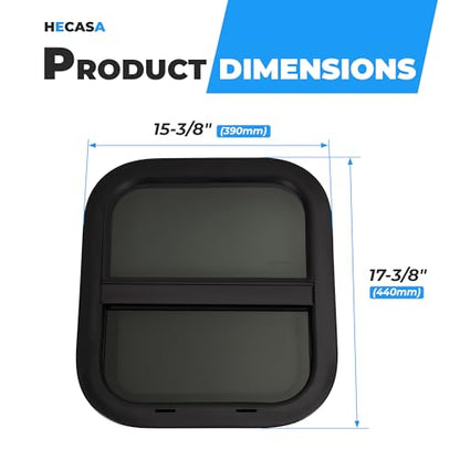 HECASA Universal 14" x 16" RV Window w/Screen Compatible with RV Camper Cargo Trailer Replacement Teardrop Vertical Slider Window Powder Coated Tinted Glass - size: 14" W x 16" H