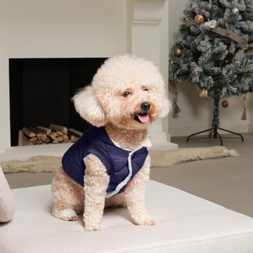 Vecomfy Warm Dog Coats with Hoodie,Winter Dog Jackets for Medium Dogs - color: Blue, size: Large