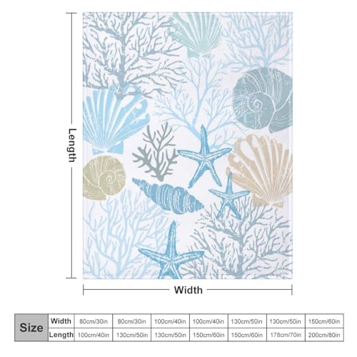 Starfish Seashell Fleece Throw Blanket for Couch Adults Teens 40" X 50" - color: Starfish Seashell, size: 40x50 inch