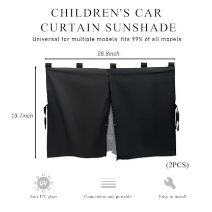 2PCS Car Window Shades, Magnetic Double Layer Side Window Sun Shade for Baby and Kids, Car Curtains for Sun Glare and UV Protection, Privacy Protection Auto Window Screen (Black) - color: Black, 2Pcs