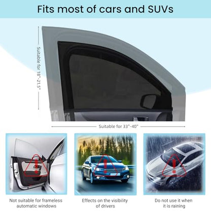 2 Pack 21''x40'' Car Front Side Window Screen Mesh Shades for Camping | Breathable Mesh Car Window Sunshade for SUVs Cars UV-Protection Car Camping Overnight Sleeping Car Window Shade for Baby - size: Front Side Window Shade