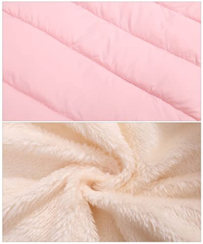 Happy Cherry Boys Girls Winter Thick Jacket Warm Fleece Fur Lining Zipper Hooded Windproof Coat Outwear for 1-7 Years - color: Pink, size: 4-5T