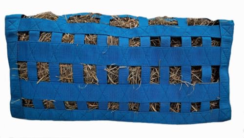 Supreme Slow Feed Top Load Hay Bag with Super Tough Bottom with 2" x3.5” Rectangular Openings and 6 Month Warranty (Purple Lime Green Trim) - color: Purple Lime Green Trim