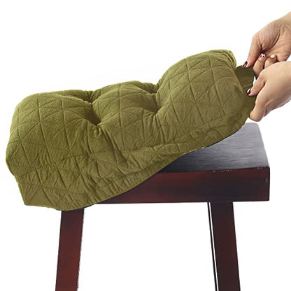 BUYUE Saddle Stool Seat Cushion, Luxury Triangle Fashion Jacquard with Anti-Skid Silicone Bar Stool Cushion Padded (Green, Rectangular,1 Count) - color: Green, style: Saddle